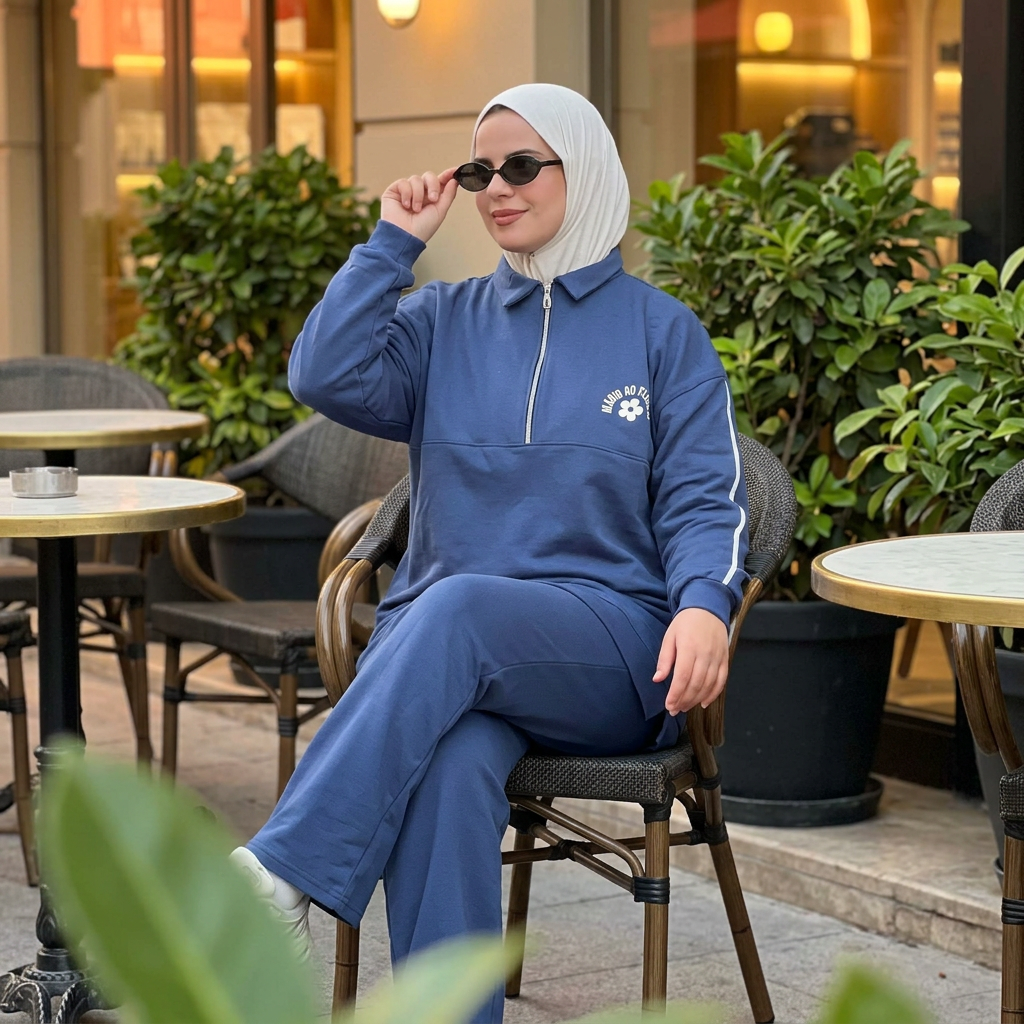 Ensemble No rain No flowers 1/4 Zip - Blue