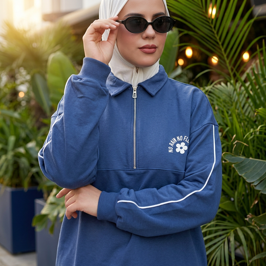 Ensemble No rain No flowers 1/4 Zip - Blue