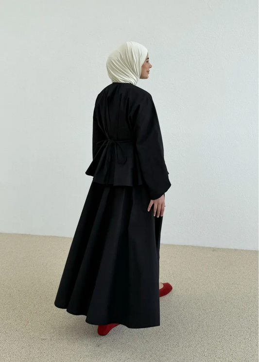 Ensemble Boutonné en Popeline — Noir