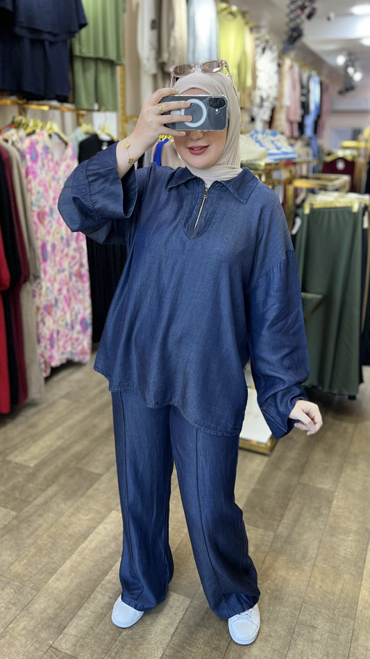 Ensemble denim zipper