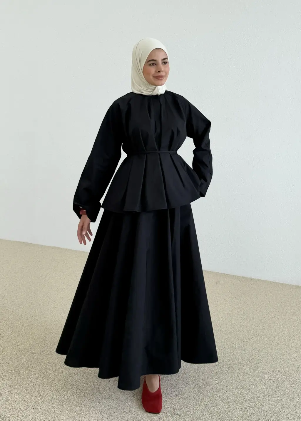 Ensemble Boutonné en Popeline — Noir