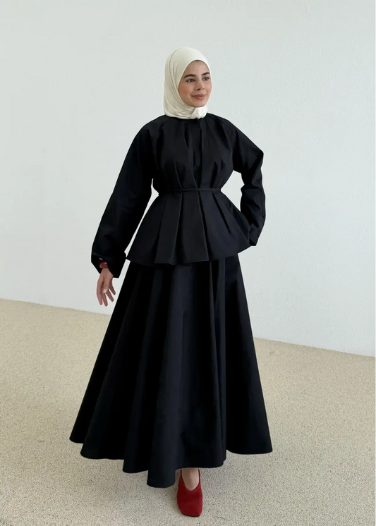 Ensemble Boutonné en Popeline — Noir