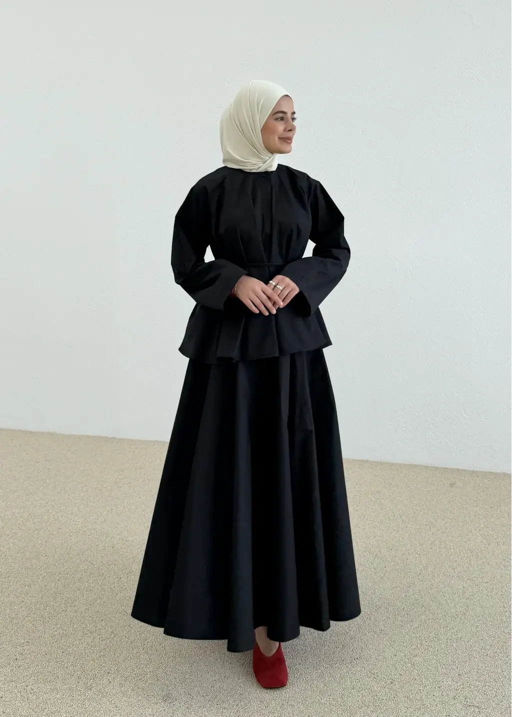Ensemble Boutonné en Popeline — Noir