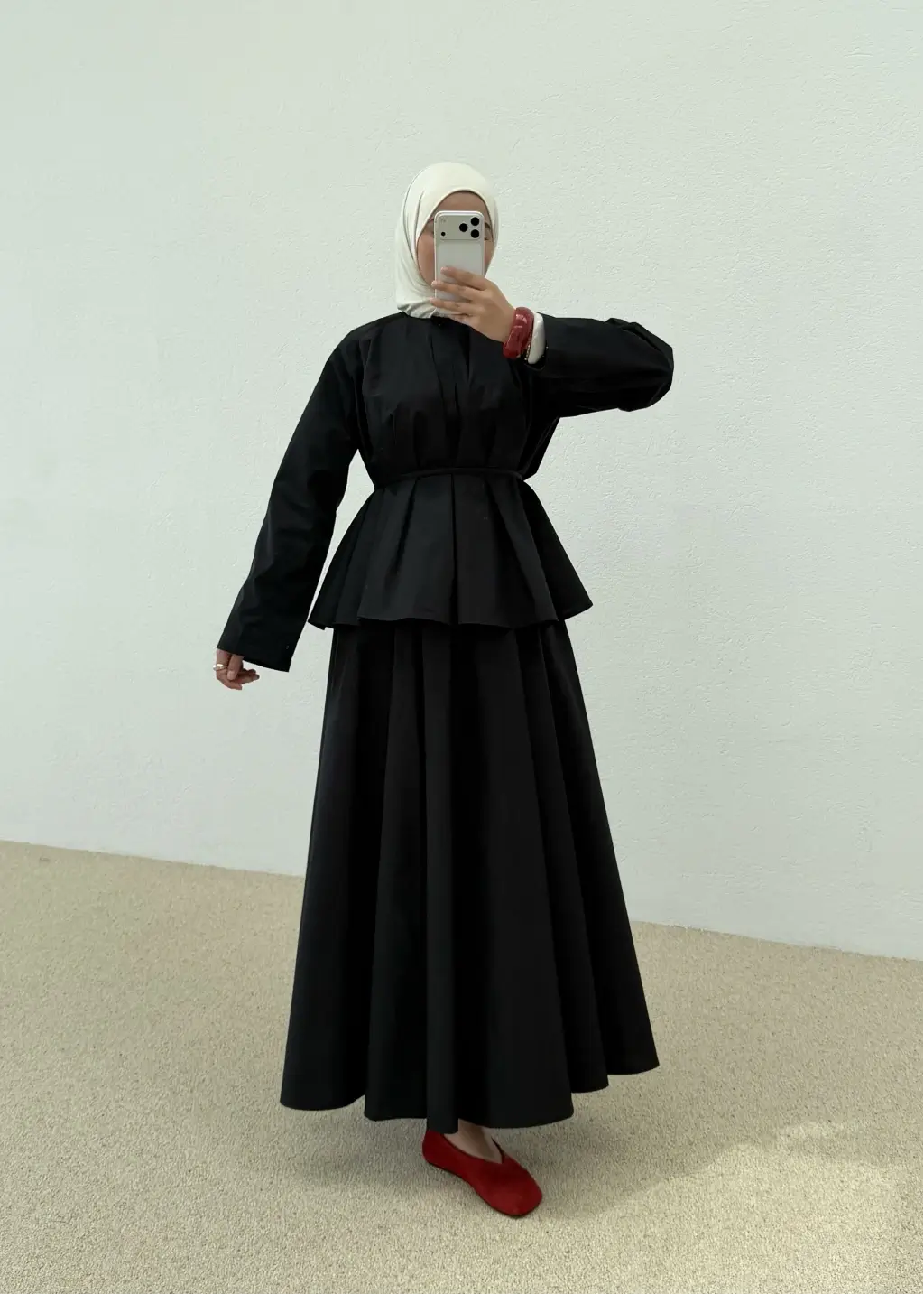 Ensemble Boutonné en Popeline — Noir