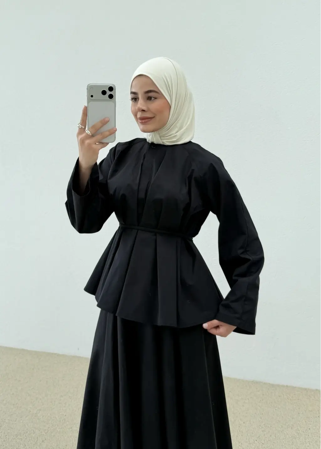 Ensemble Boutonné en Popeline — Noir