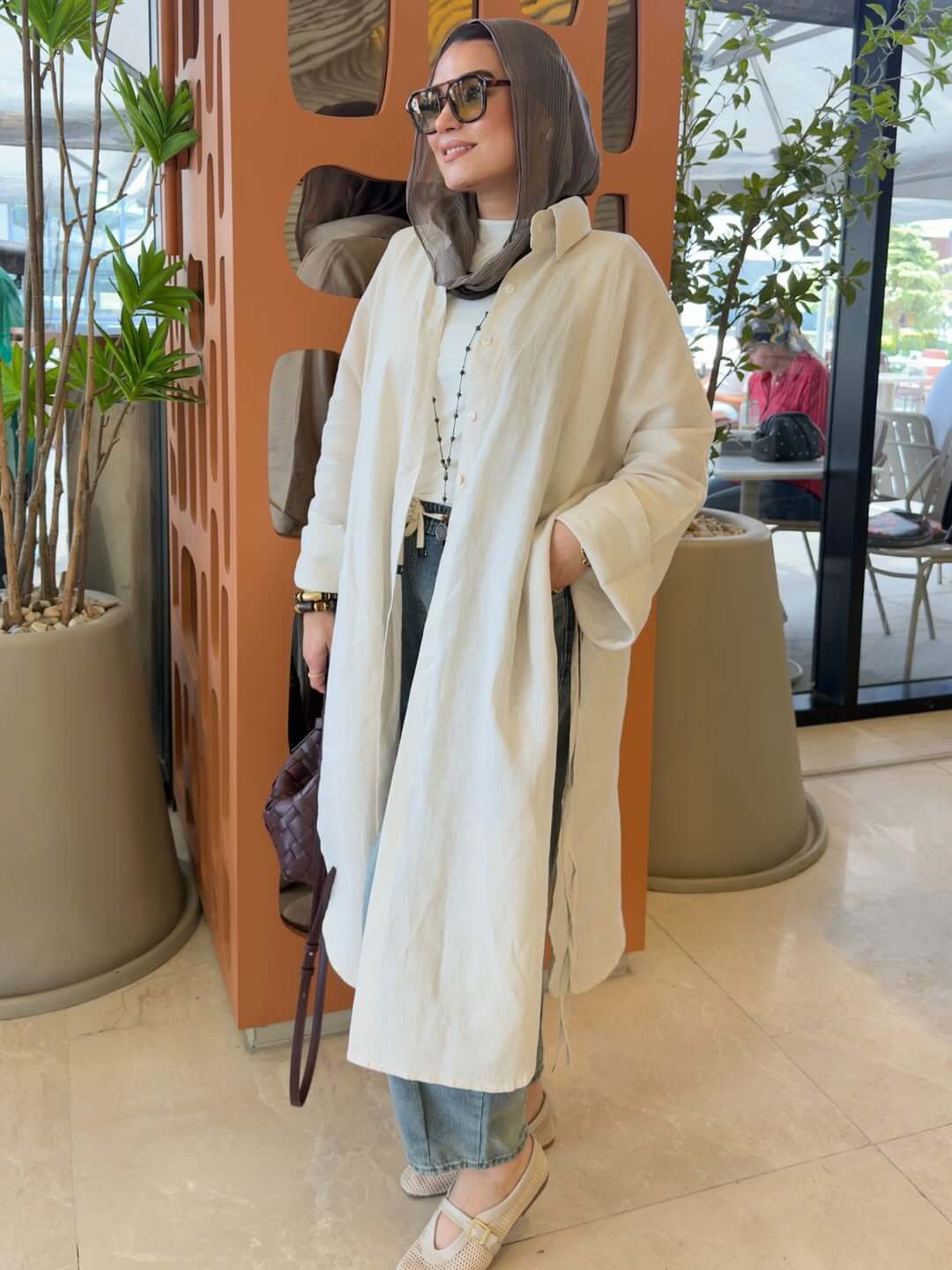 chemise en lin beige