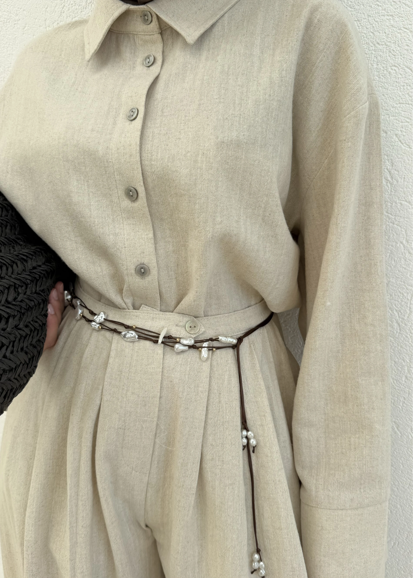 Ensemble Chemise Boutonnée & Pantalon Large Plissé