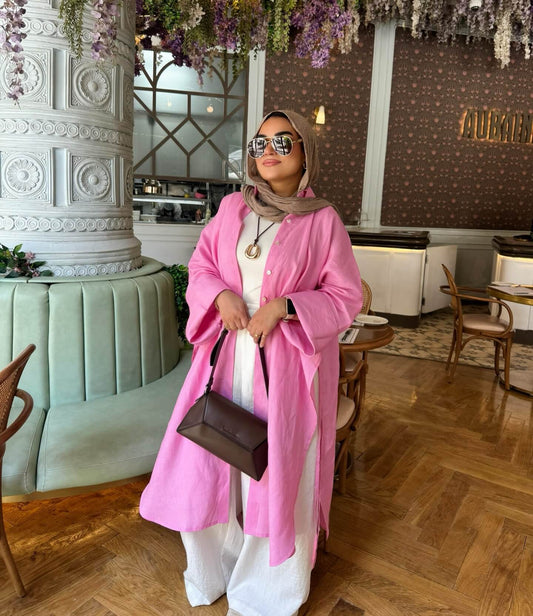 Chemise en lin rose