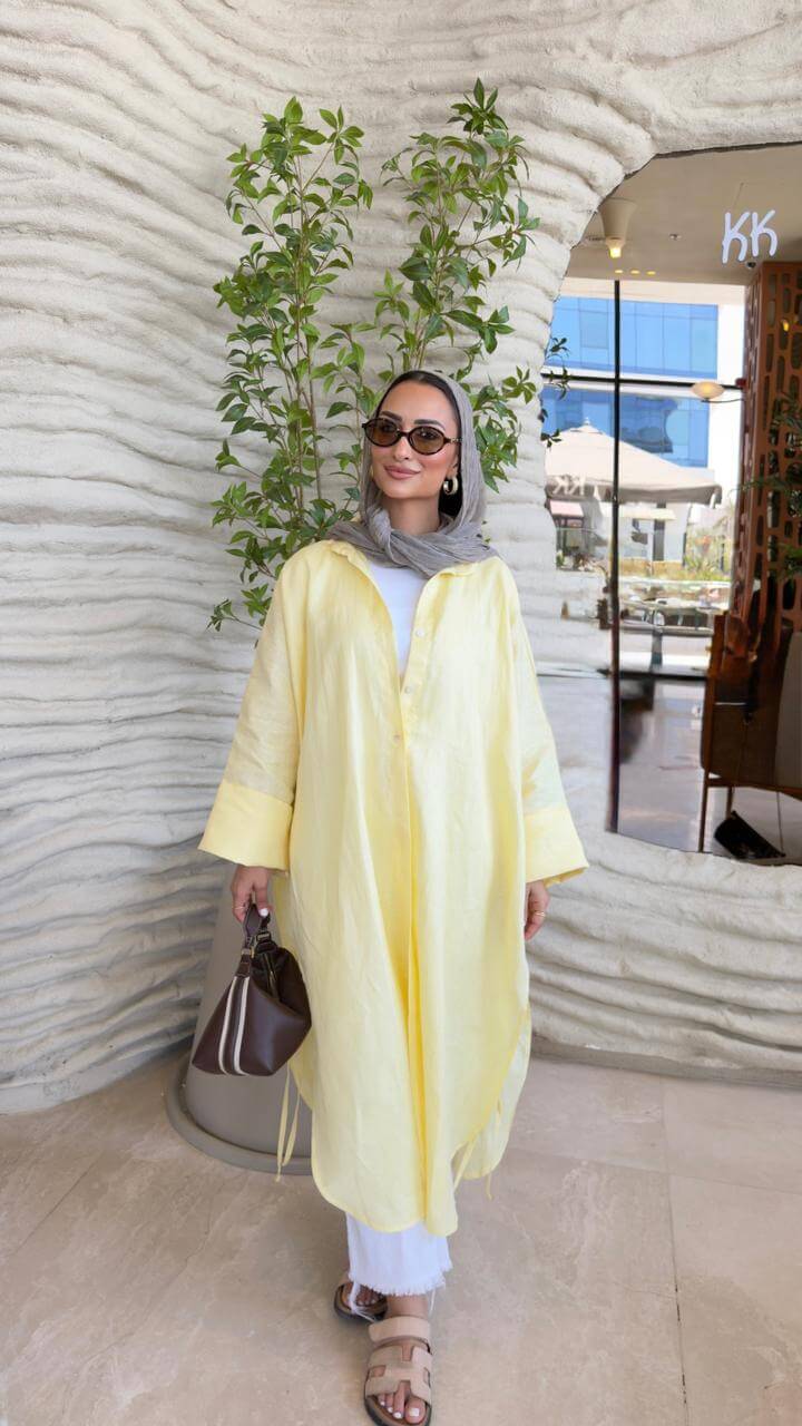 Chemise en lin jaune